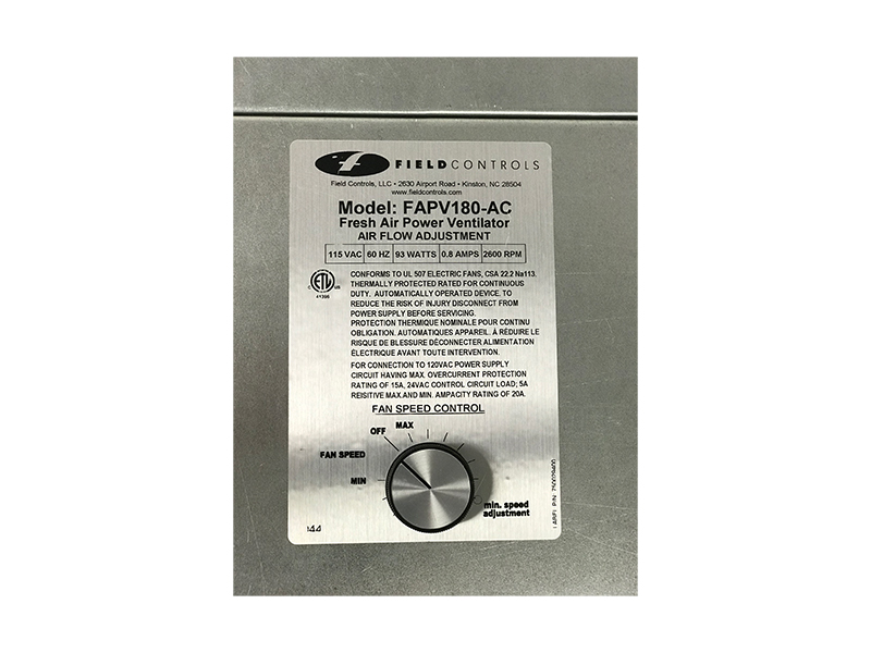 FRESH AIR POWER VENTILATOR (FAPV) Field Controls